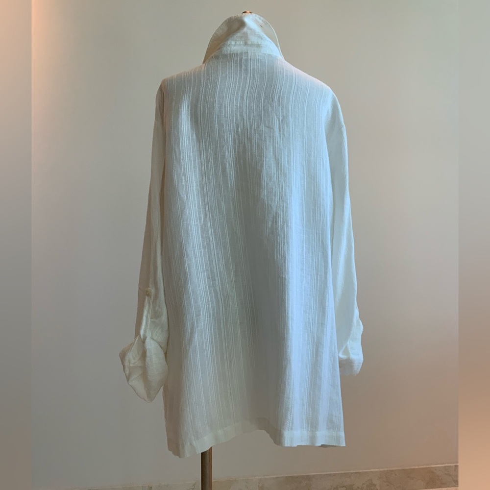 JM Collection Crisp White Linen Textured Blouse sz 20W NWT - Picture 6 of 6